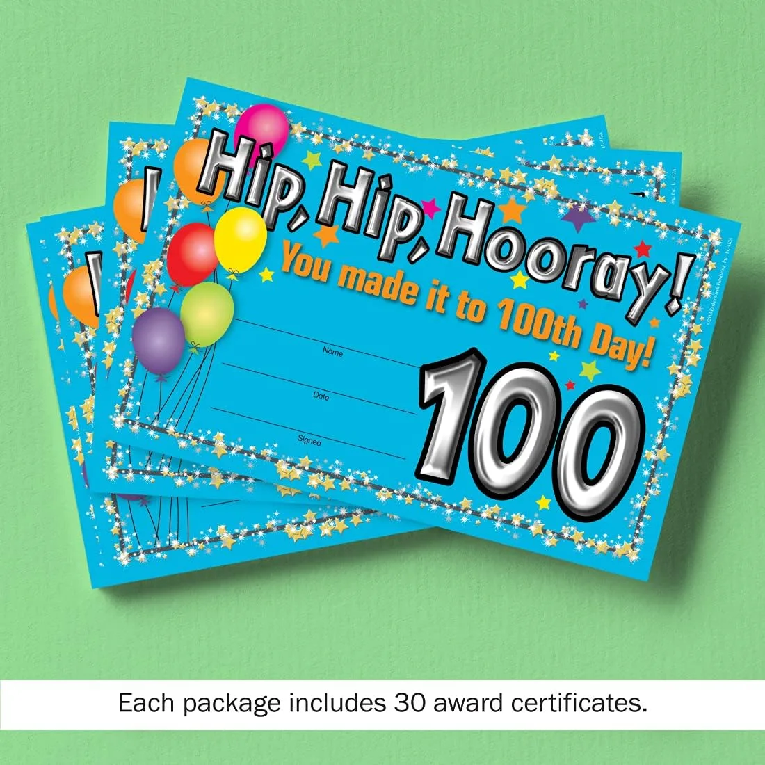 Barker Creek Recognition Awards, 100th Day, Celebrate Student Achievements with These Colorful Awards, 8.5" x 5.5"