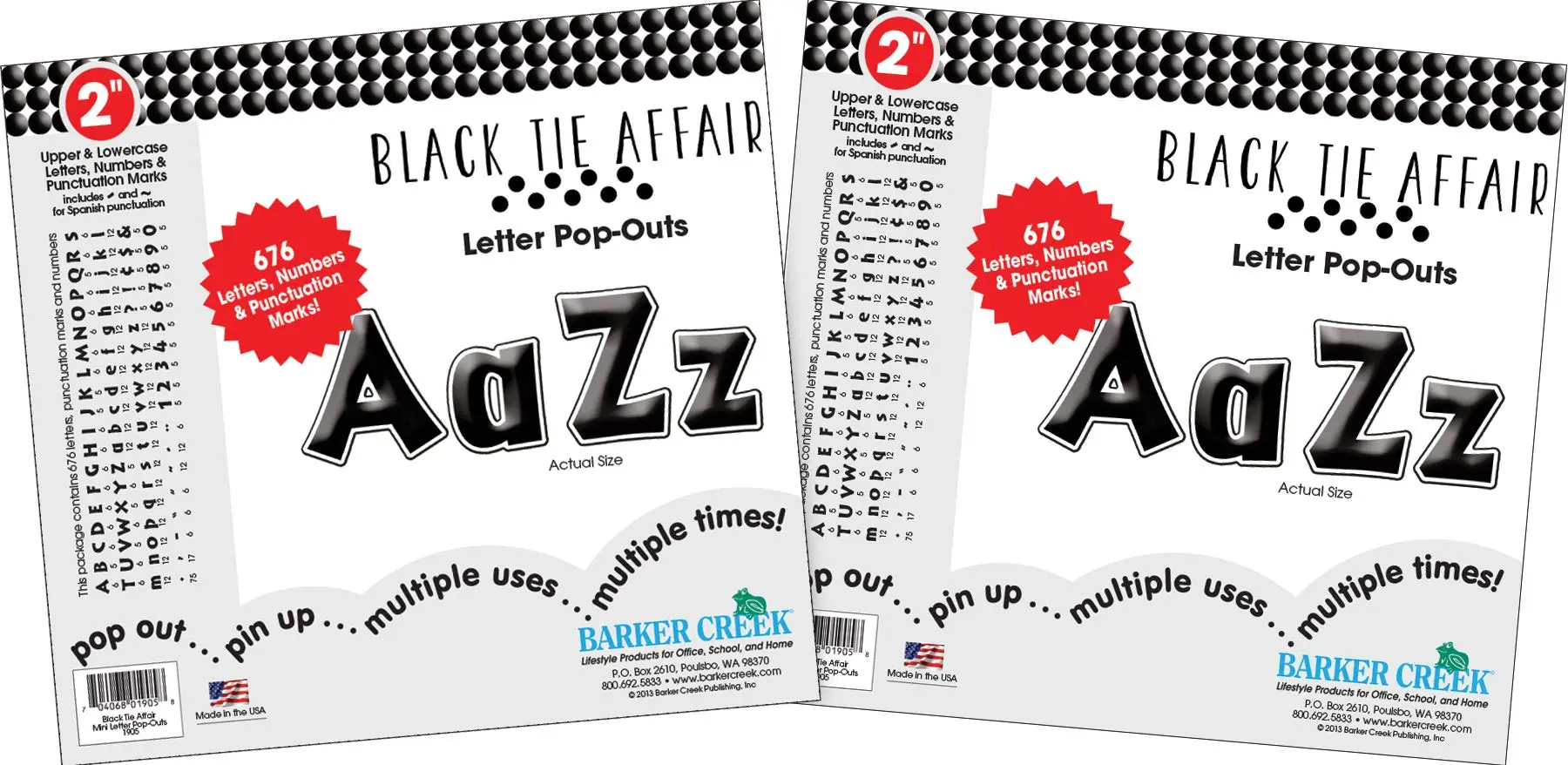 Barker Creek 2" Letter Pop-Outs 2-Pack, Black Tie Affair, Jazz Up Your Bulletin Boards with These Colorful Letters
