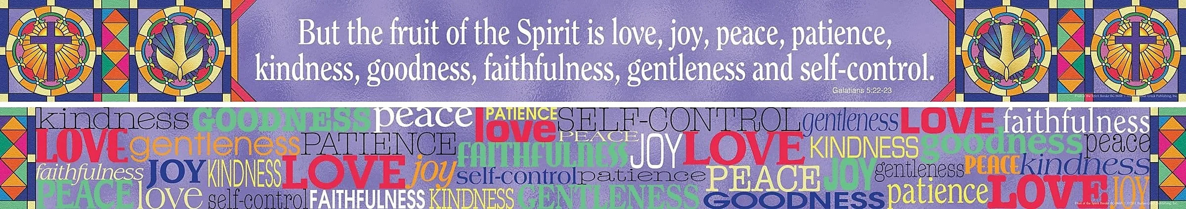 Barker Creek Double-Sided Spiritual Border with Inspirational Verse, Fruit of The Spirit, for Bulletin Boards