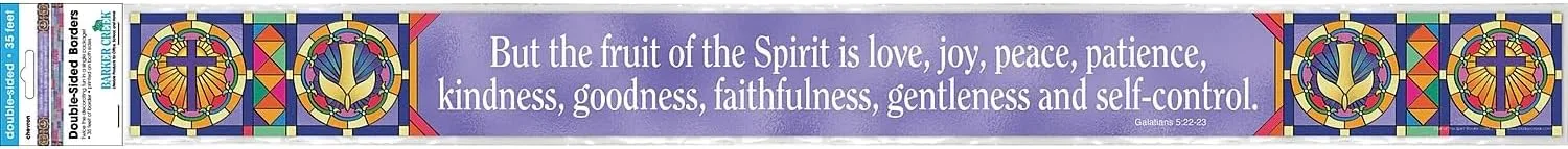 Barker Creek Double-Sided Spiritual Border with Inspirational Verse, Fruit of The Spirit, for Bulletin Boards