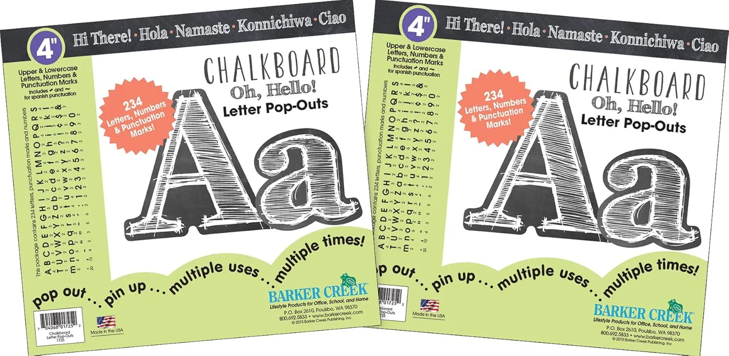 Barker Creek 4" Letter Pop-Outs, Die-Cut Letters, Numbers & Punctuation