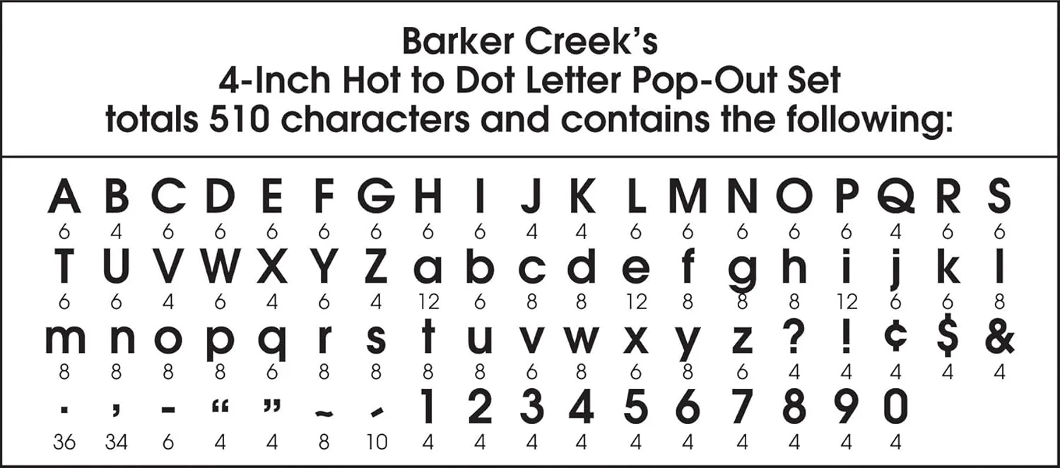 Barker Creek 4" Letter Pop-Outs 2-Pack, Hot to Dot, Jazz Up Your Bulletin Boards with These Colorful Letters