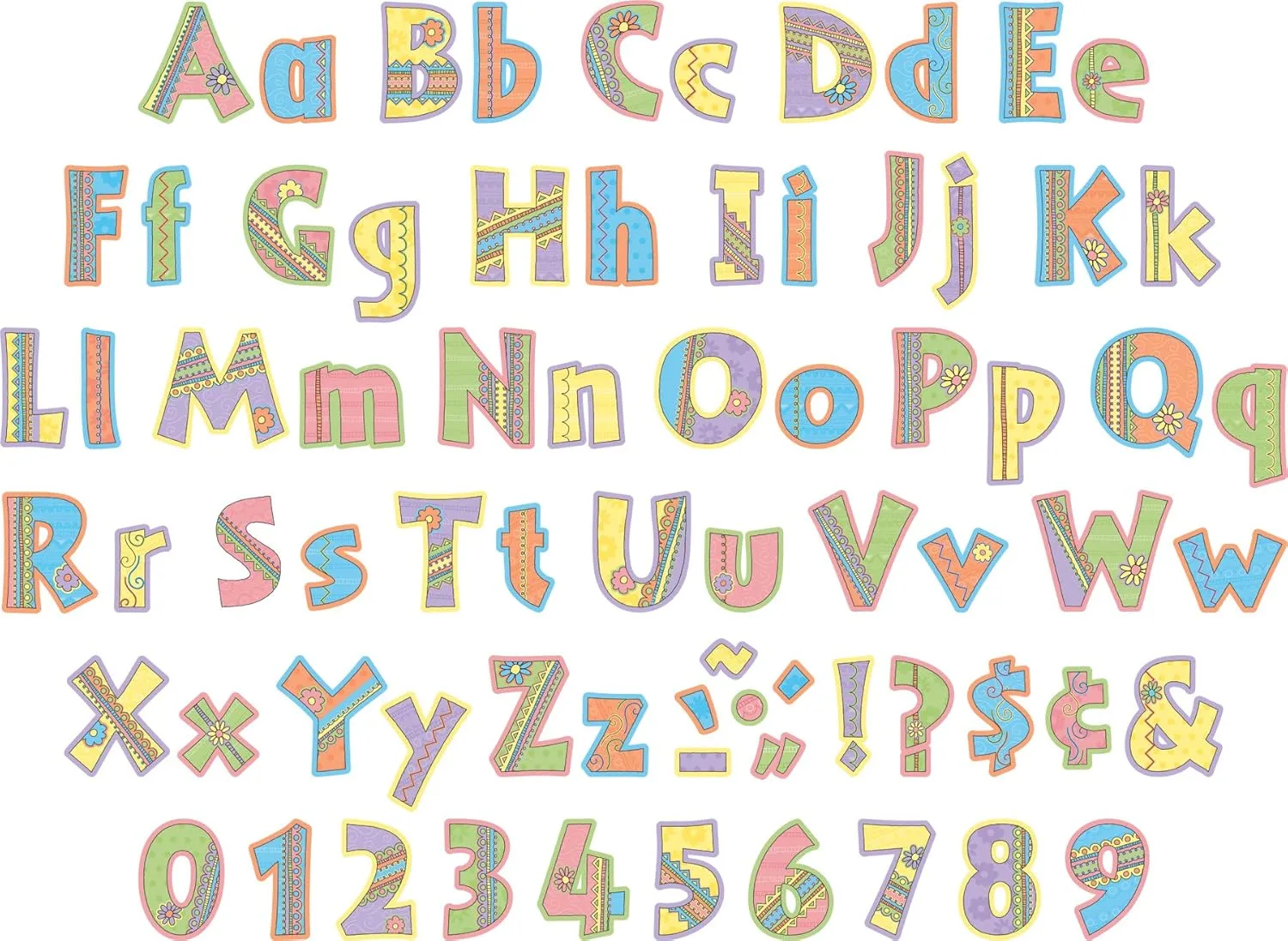 Barker Creek Letter Pop-Outs, 4" Pink Lemonade, Multicolor Designer Letters for Bulletin Boards, Breakrooms, Reception Areas