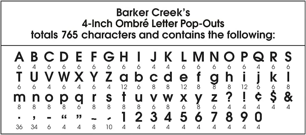 Barker Creek Letter Pop-Outs, 4" Multicolor Die-Cut Letters, 255 Characters