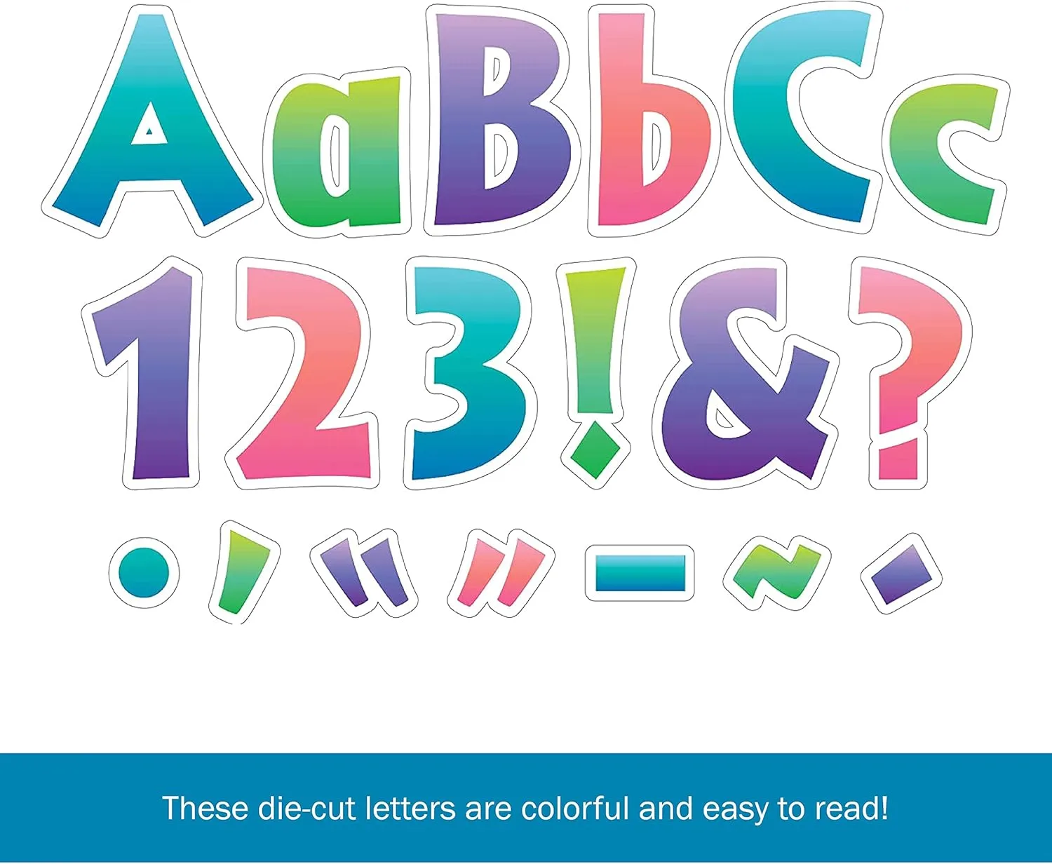 Barker Creek Letter Pop-Outs, 4" Multicolor Die-Cut Letters, 255 Characters