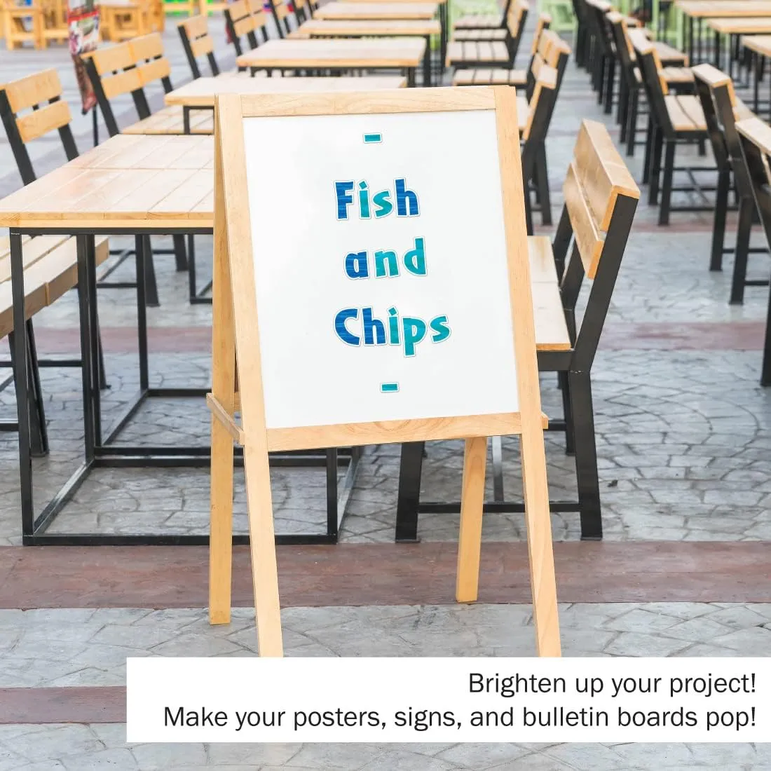 BARKER CREEK Letter Pop-Outs, 4" Sea & Sky, Multicolor Designer Letters for Bulletin Boards, Breakrooms, Reception Areas