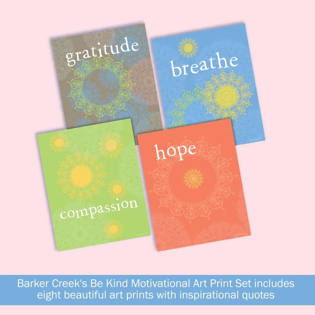 Barker Creek Art Prints Set of 8, Be Kind, Inspirational Art Prints with a Mindfulness Theme, 8" x 10", Suitable for Framing