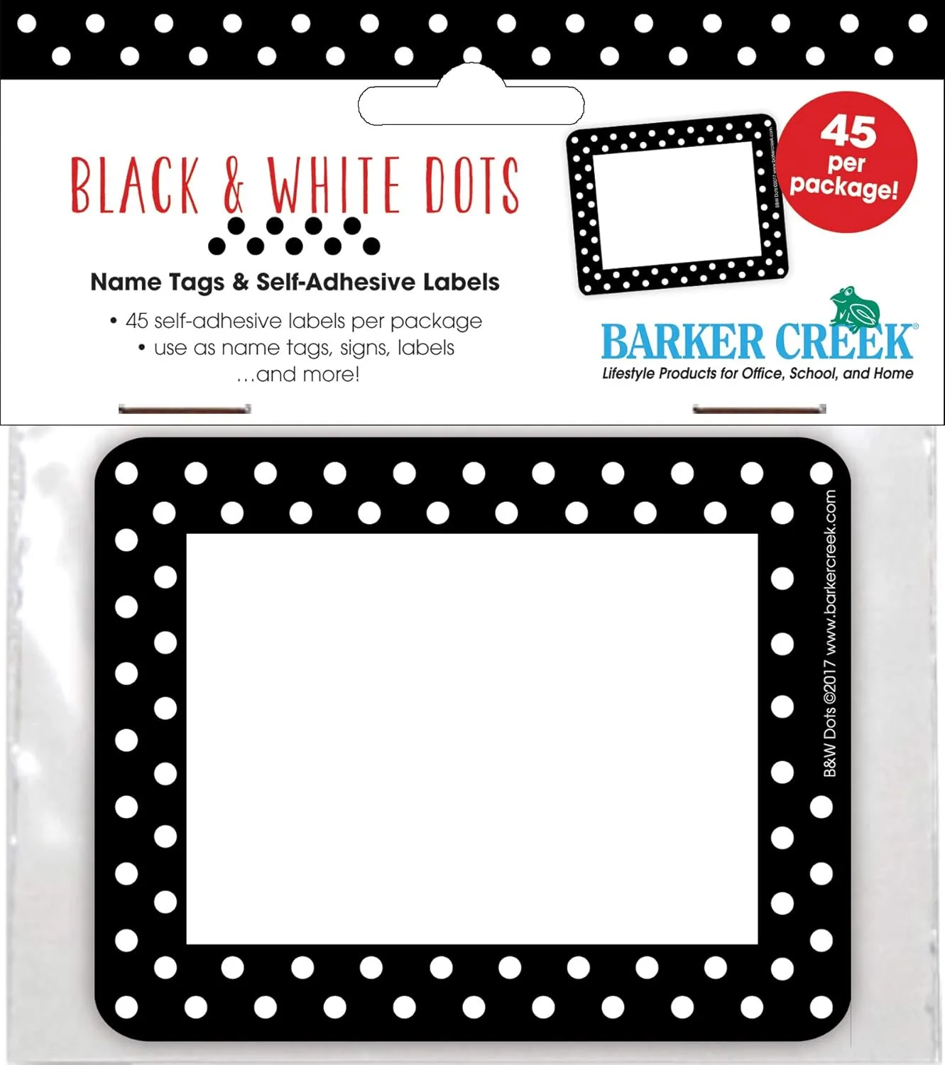BARKER CREEK Office Products 3-1/2 x 2-3/4" Name Badges/Self-Adhesive Labels, 45-Count (LL-1505)