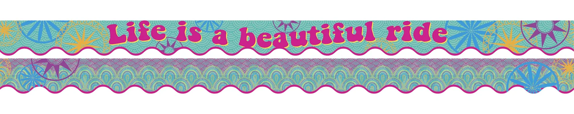 BARKER CREEK Double-Sided Scalloped Border with Inspirational Quote, Bohemian, for Bulletin Boards, Reception Areas, Halls