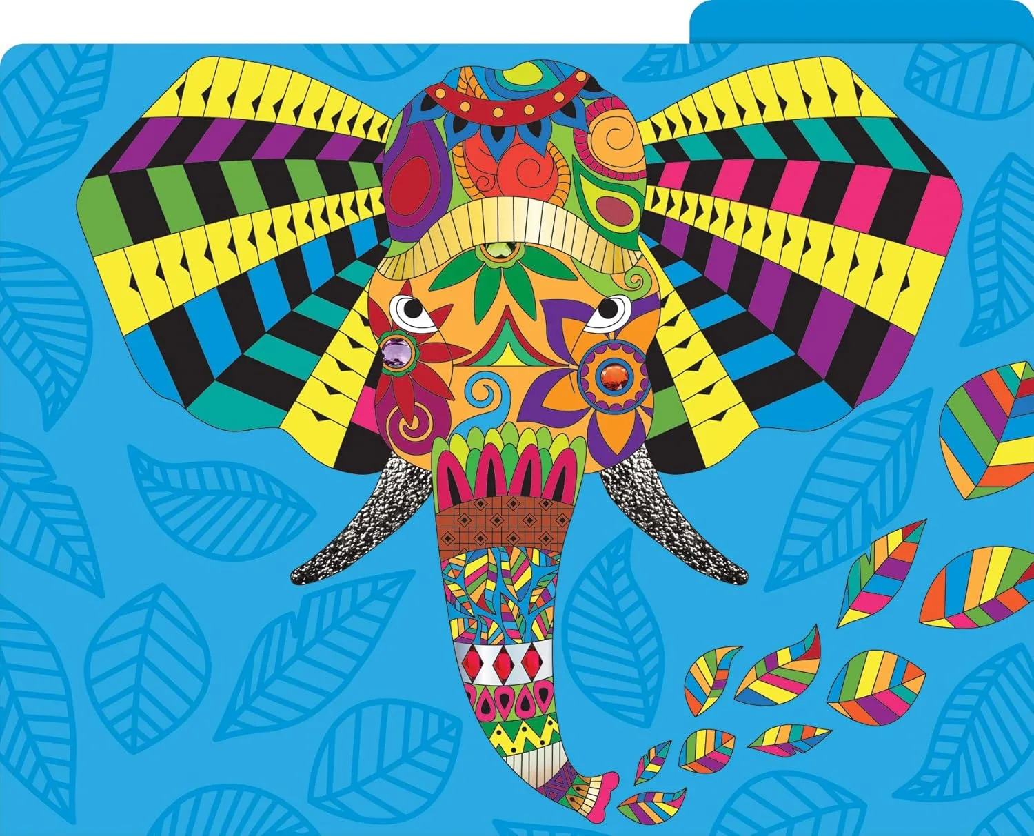 BARKER CREEK Designer File Folders Set of 12, Boho Animals, Multi-Design, Bohemian on Outside, Solid Colors on Inside