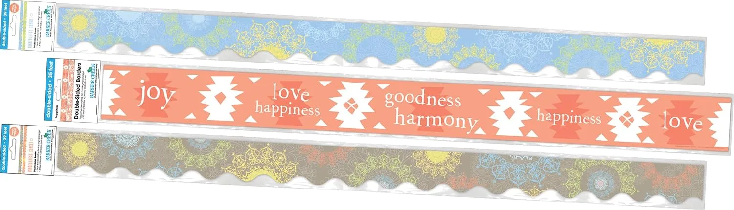Barker Creek Double-Sided Border, Calming Sunset, School & Office Supplies, Bulletin Board Border Trim, Set of 3 Designs