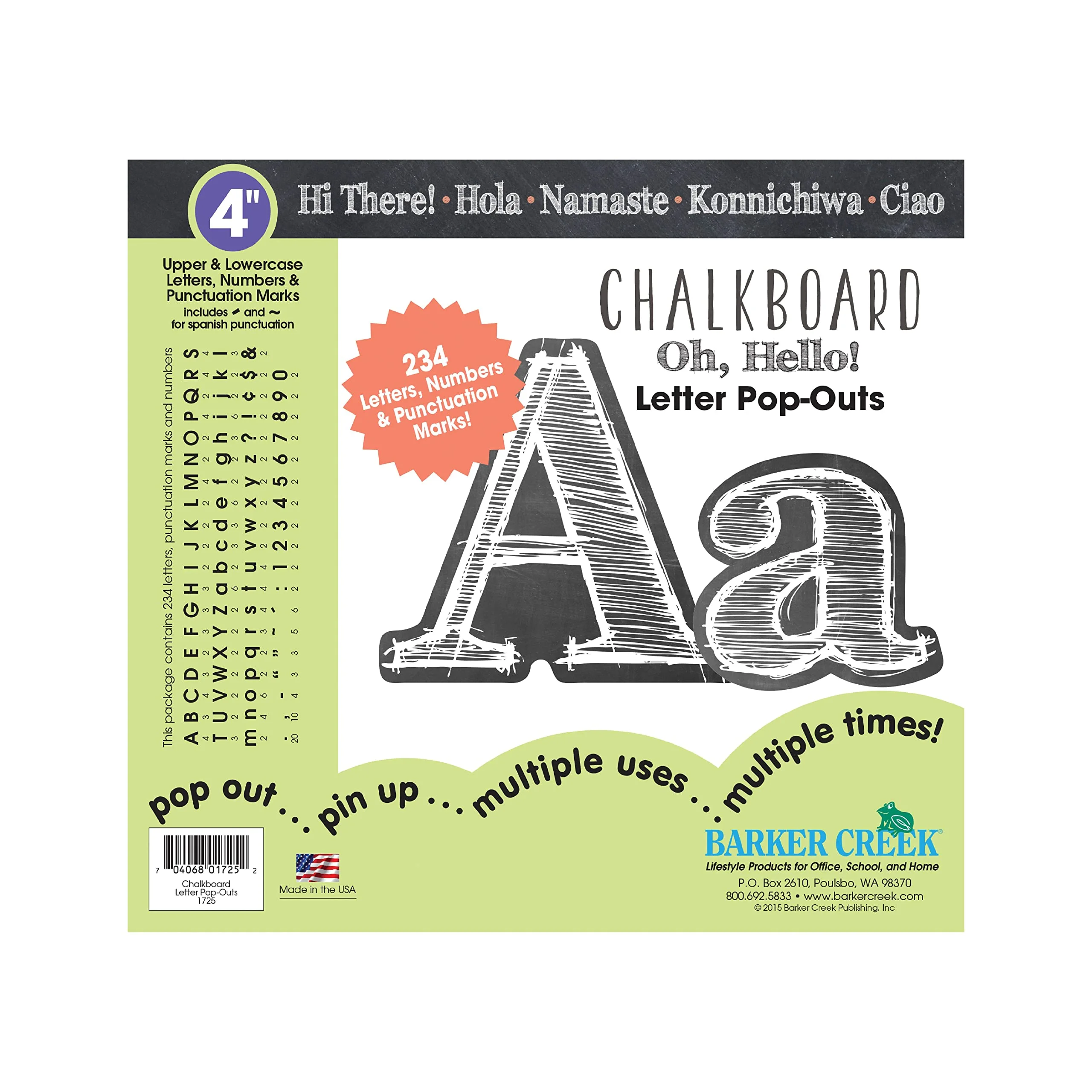 Barker Creek 4" Letter Pop-Outs, Die-Cut Letters, Numbers & Punctuation