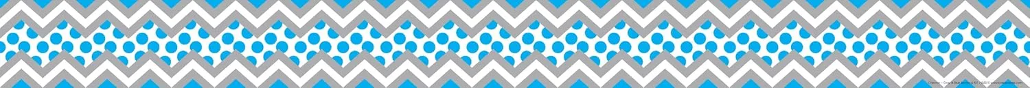 Barker Creek Double-Sided Border, Chevron Gray & Blue, for Bulletin Boards, Reception Areas, Halls, Break Rooms, Office