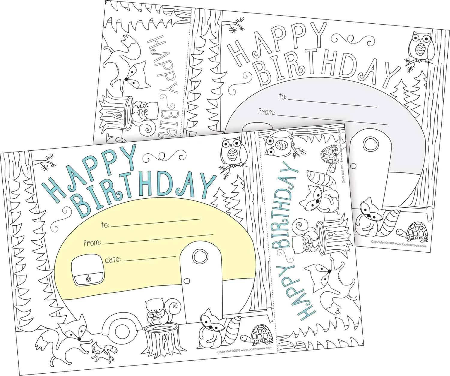 BARKER CREEK Recognition Awards and Bookmarks, Color Me Happy Birthday, 30 Awards that measure 6-3/8" x 5-1/2"