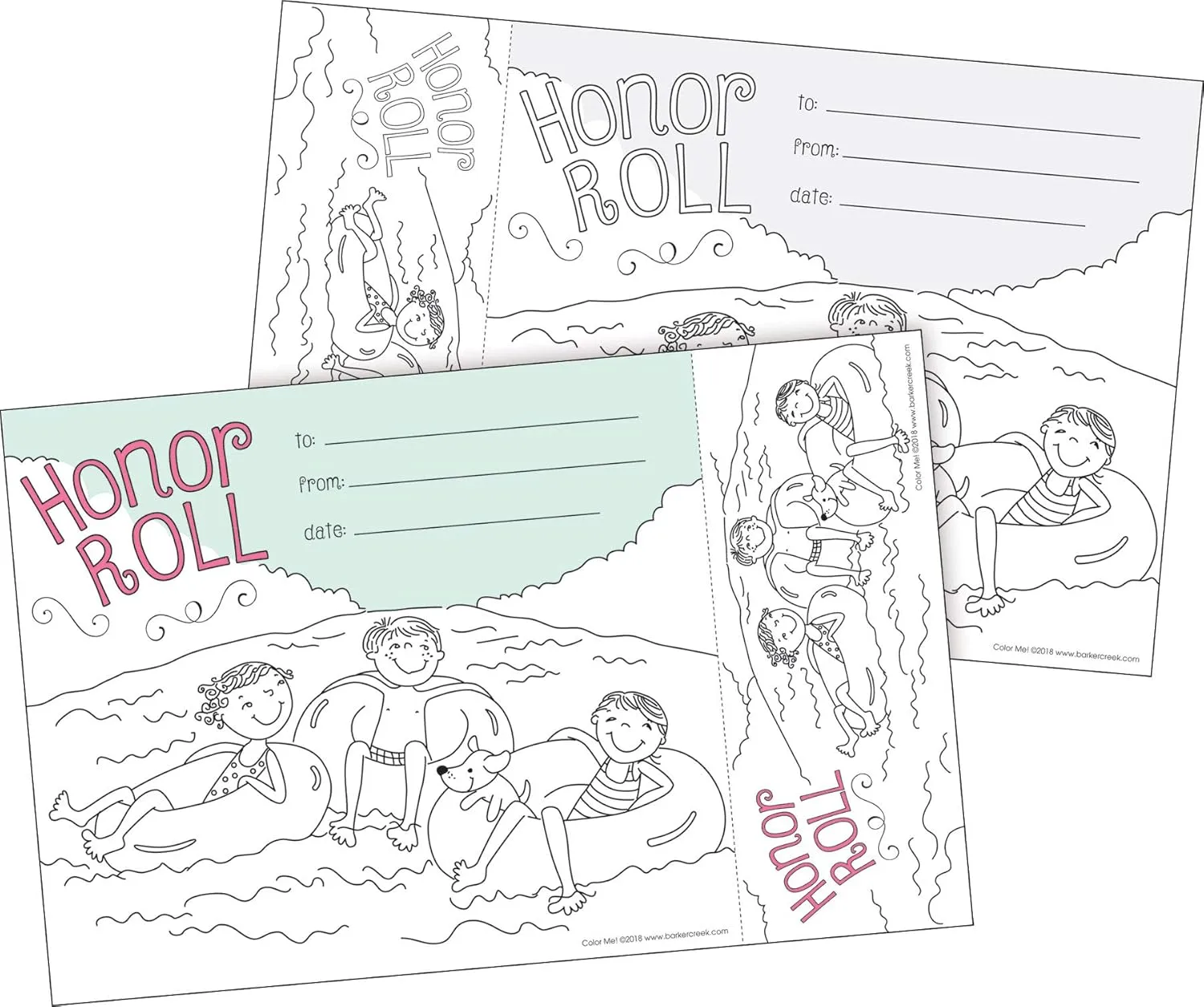 BARKER CREEK Recognition Awards and Bookmarks, Color Me Honor Roll, 30 Double-Sided Awards and 30 Double-Sided Bookmarks