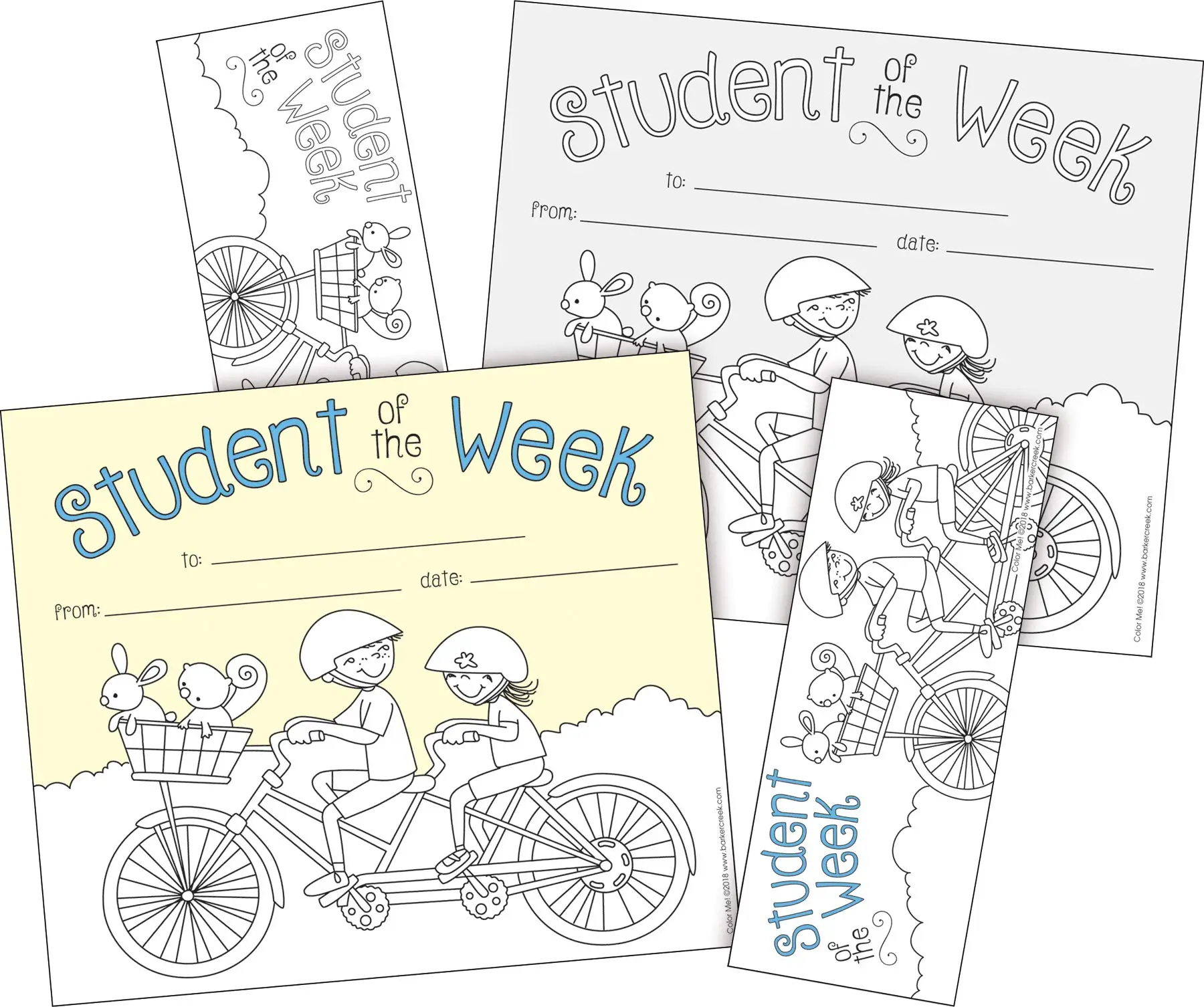 BARKER CREEK Recognition Awards and Bookmarks, Color Me Student of The Week, Awards are 6-3/8" x 5-1/2"