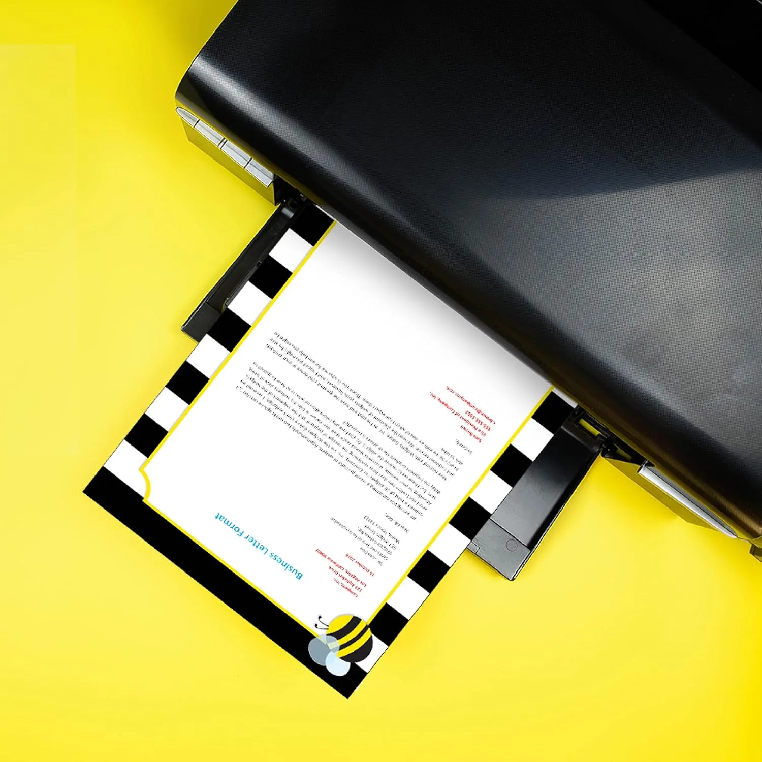 Barker Creek Designer Computer Paper, Wide Stripes With Bee, 8.5” x 11”, Decorative Printer Paper, 50 Sheets