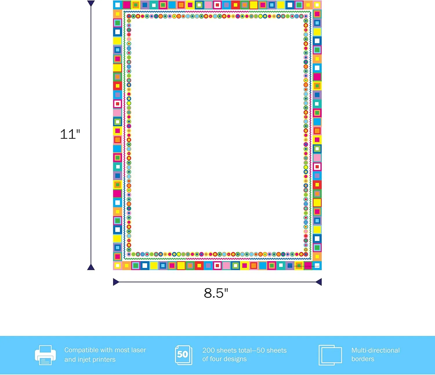 BARKER CREEK Designer Computer Paper Set, Letter Size 8.5 x 11, 200 Sheets (4 Designs)