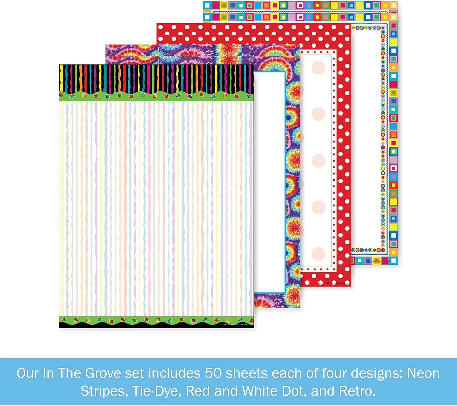 BARKER CREEK Designer Computer Paper Set, Letter Size 8.5 x 11, 200 Sheets (4 Designs)