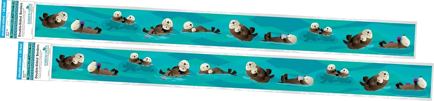 Barker Creek Double-Sided Border, Sea & Sky Otters, Trim Out Bulletin Boards and Create Colorful Displays with 70' of