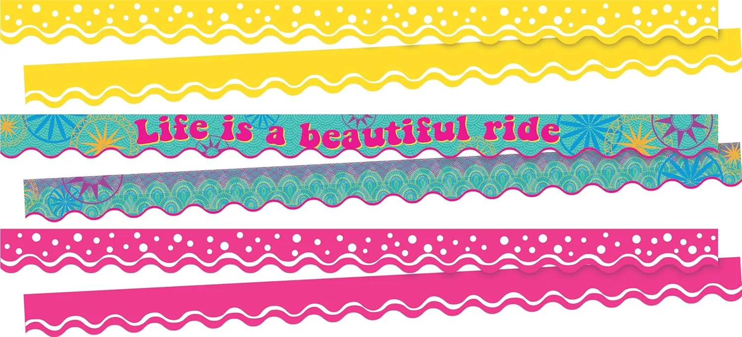 Barker Creek Double-Sided Border, Life is Beautiful, School & Office Supplies, Bulletin Board Border Trim, Set of 3 Designs