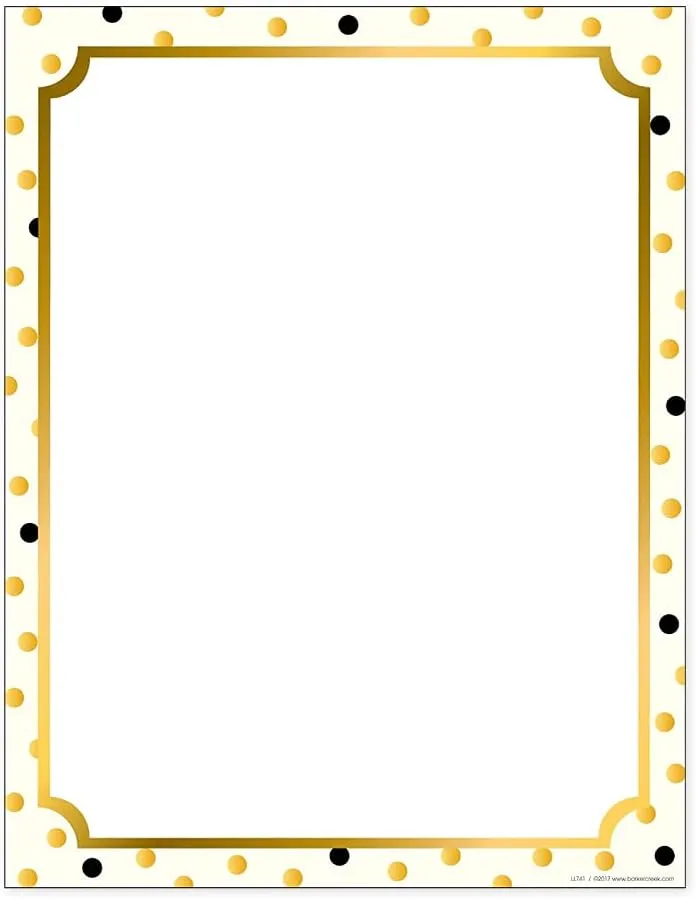 Barker Creek Designer Computer Paper, Gold, 8.5” x 11”, Decorative Printer Paper, Stationery, 50 Sheets per Pkg, Home