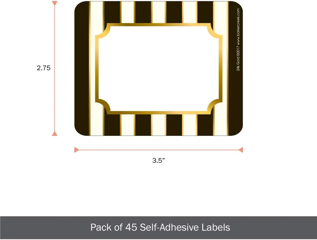 Barker Creek Name Badges & Self-Adhesive Labels, Gold, Multi-Purpose Name Tags, Gift Tags, Labels, and More! 3.5" x 2.75"
