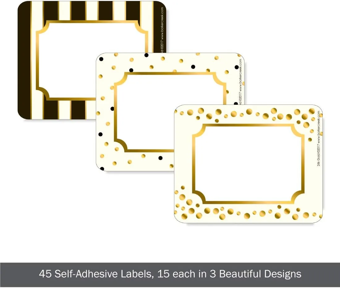 Barker Creek Name Badges & Self-Adhesive Labels, Gold, Multi-Purpose Name Tags, Gift Tags, Labels, and More! 3.5" x 2.75"