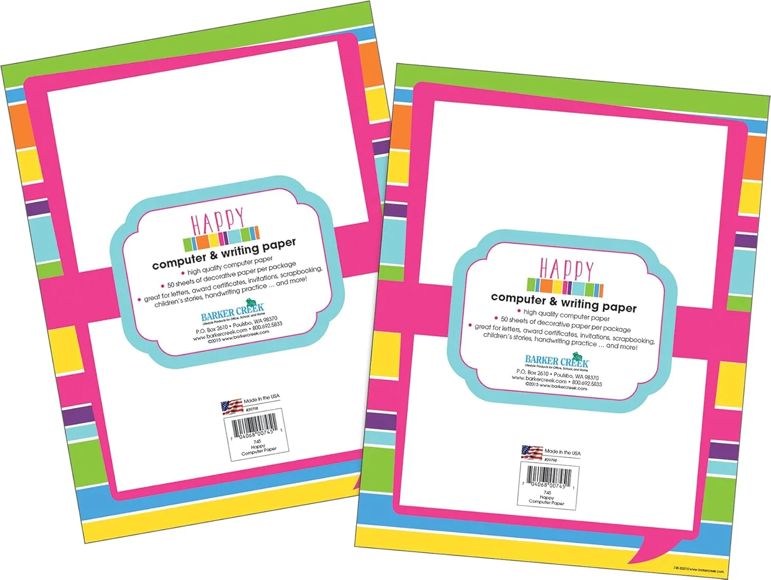 BARKER CREEK Designer Decorative Computer Paper, Letter 8.5 x 11, 100 Sheets