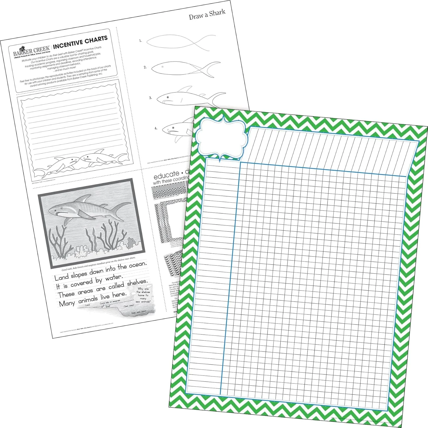 BARKER CREEK Incentive Chart Set of 4, Chevron, 17 x 22