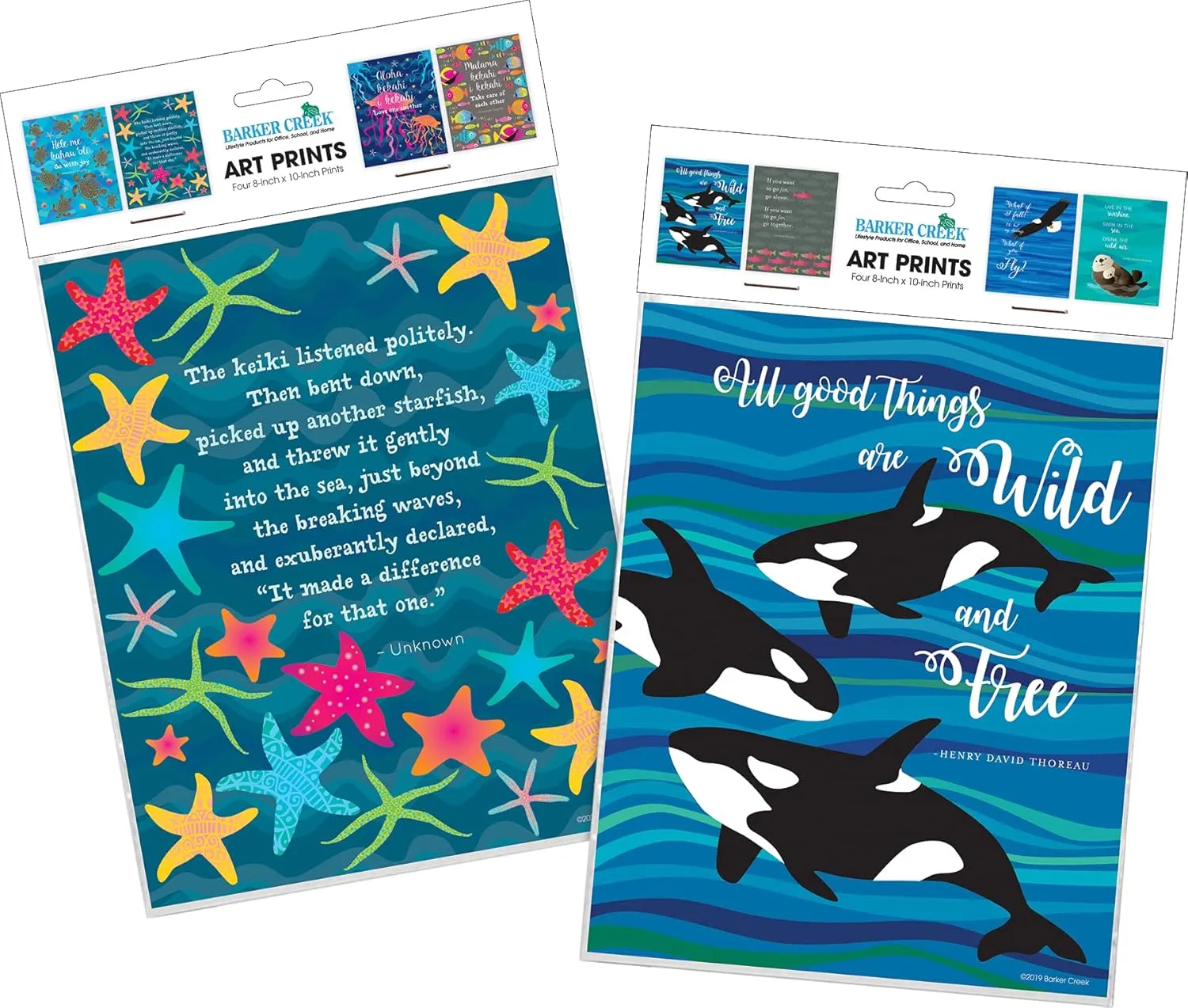Barker Creek Art Prints Set of 8, Set of Inspirational Art Prints with a Motivational Theme from Barker Creek's Kai Ola