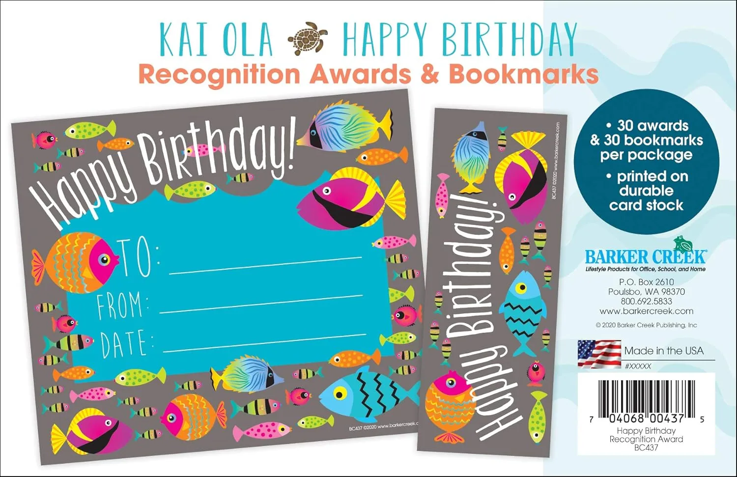 Barker Creek Recognition Awards and Bookmarks, Kai Ola