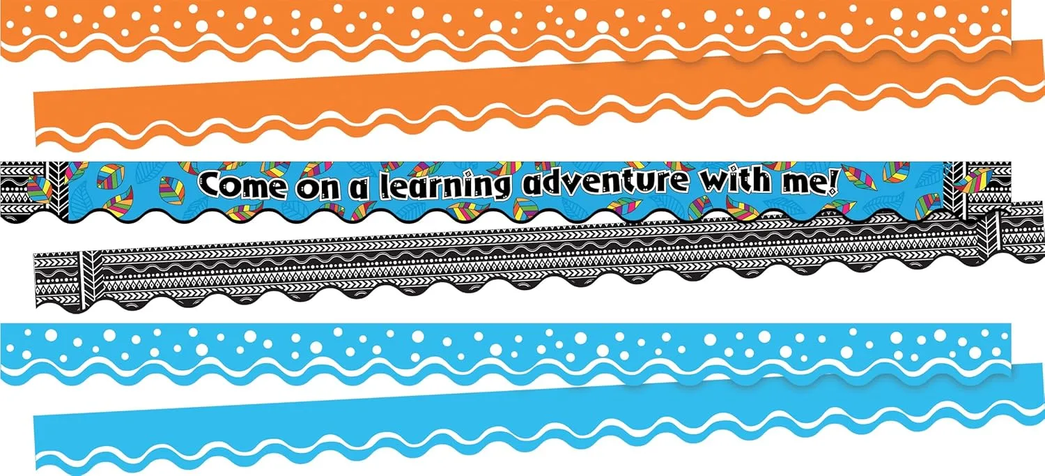 Barker Creek Double-Sided Scalloped Edge Border, Learning Adventure, Trim Out Bulletin Boards and Create Colorful Displays