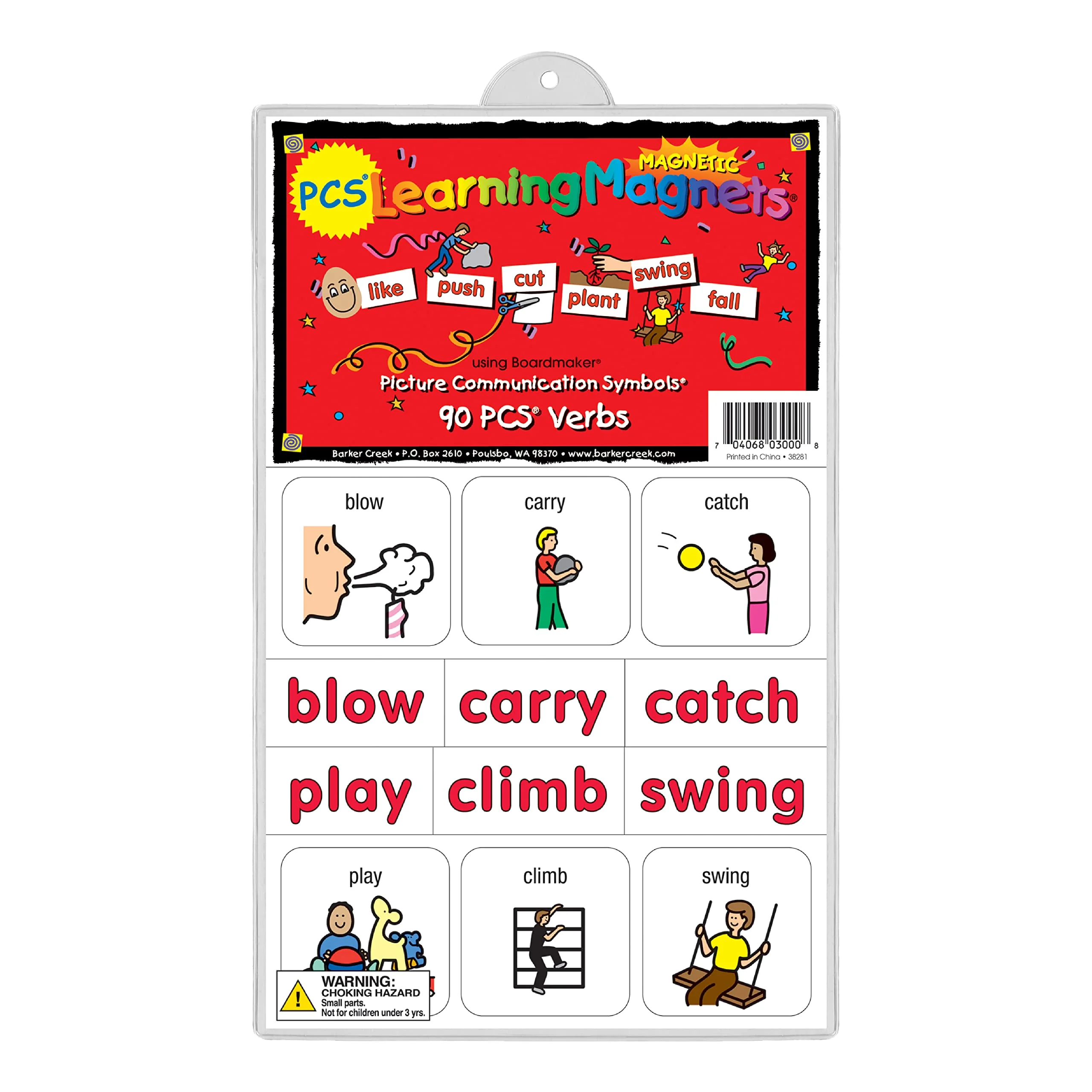 BARKER CREEK Learning Magnets, Picture Communication Symbol (PCS) Word Magnets