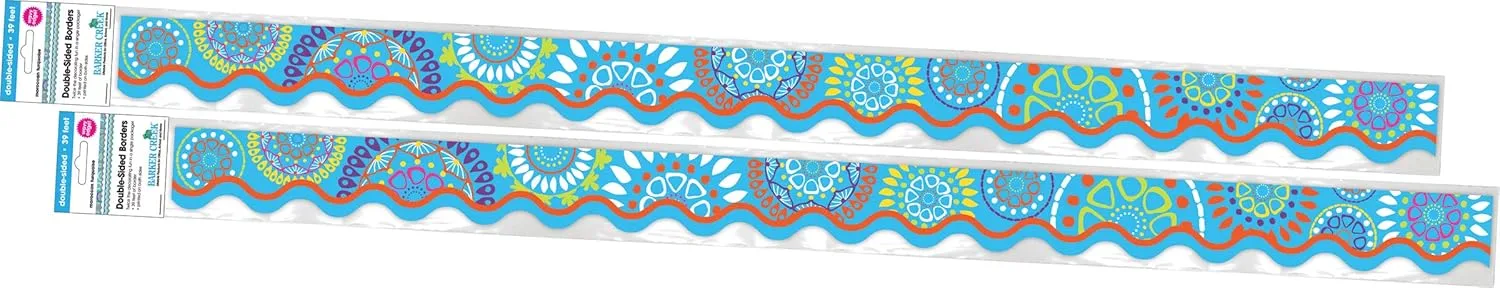 Barker Creek Double-Sided Scalloped Edge Border 2-Pack, Moroccan, Trim Out Bulletin Boards and Create Colorful Displays