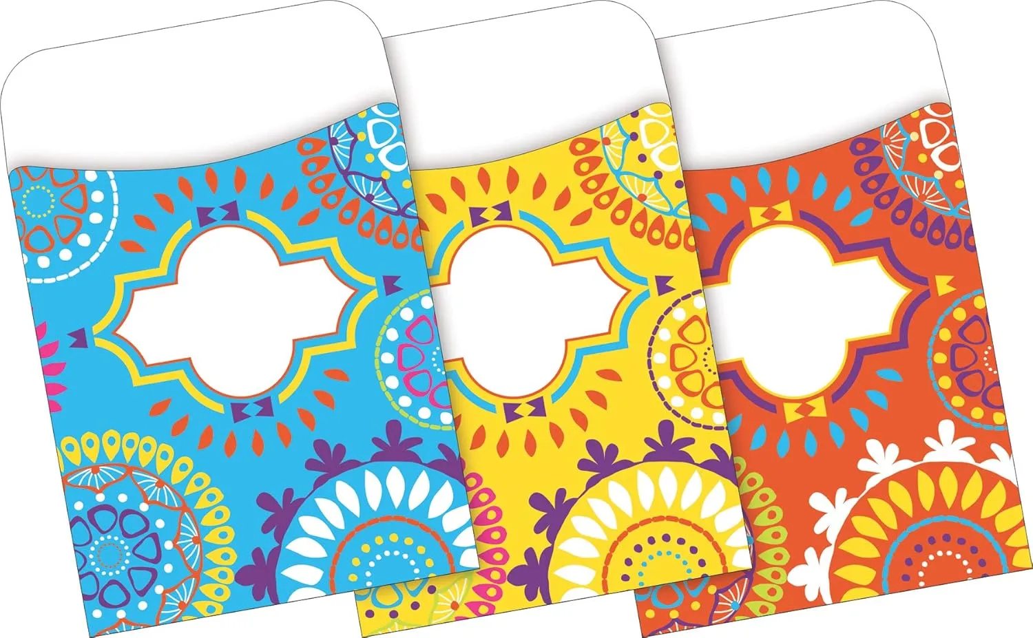 Barker Creek Designer File Folder and Library Pocket Set, Moroccan, 12 Colorful File Folders and 30 Coordinating Peel