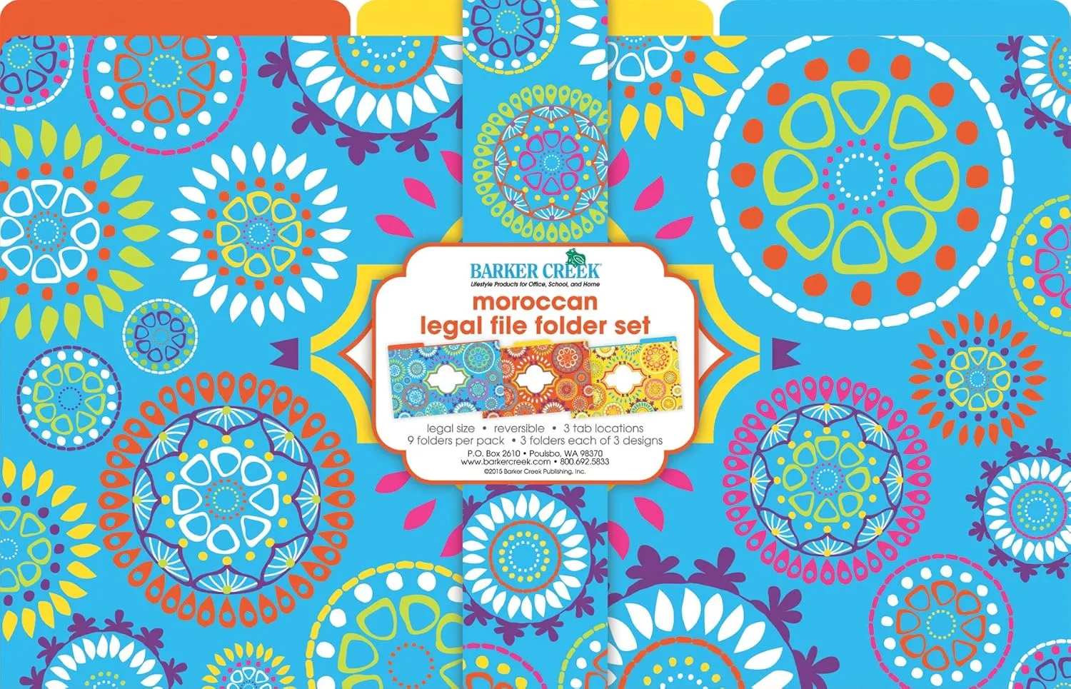 Barker Creek Legal-Size Designer File Folders, Moroccan, Multicolor, Replace Bland and Boring with Bright and Beautiful