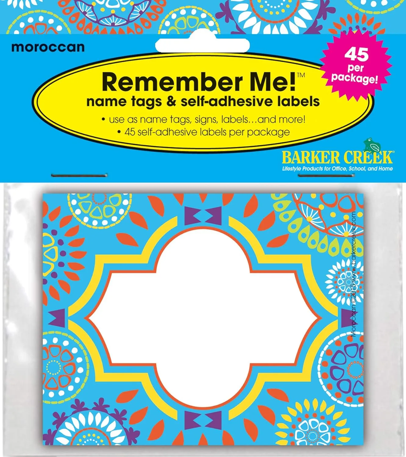 Barker Creek Name Badges & Self-Adhesive Labels, Moroccan, Multi-Purpose Name Tags, Gift Tags, and More! 3.5" x 2.75"
