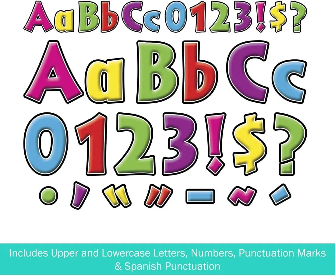 Barker Creek Letter Pop-Out Set, 2" & 4" Neon, Set Includes 255 4" and 676 2" Letters, Numbers & Punctuation Marks