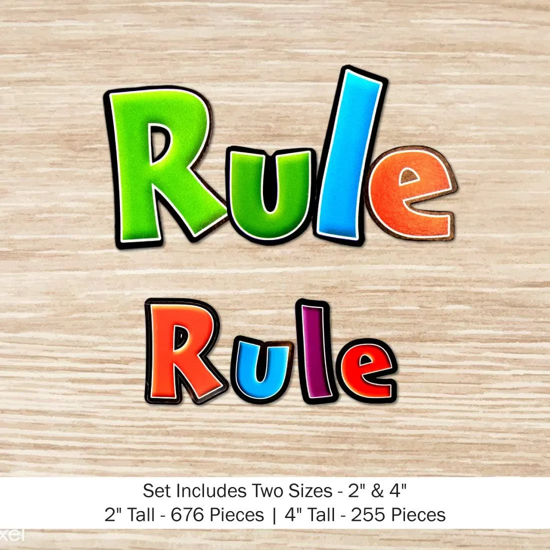 Barker Creek Letter Pop-Out Set, 2" & 4" Neon, Set Includes 255 4" and 676 2" Letters, Numbers & Punctuation Marks