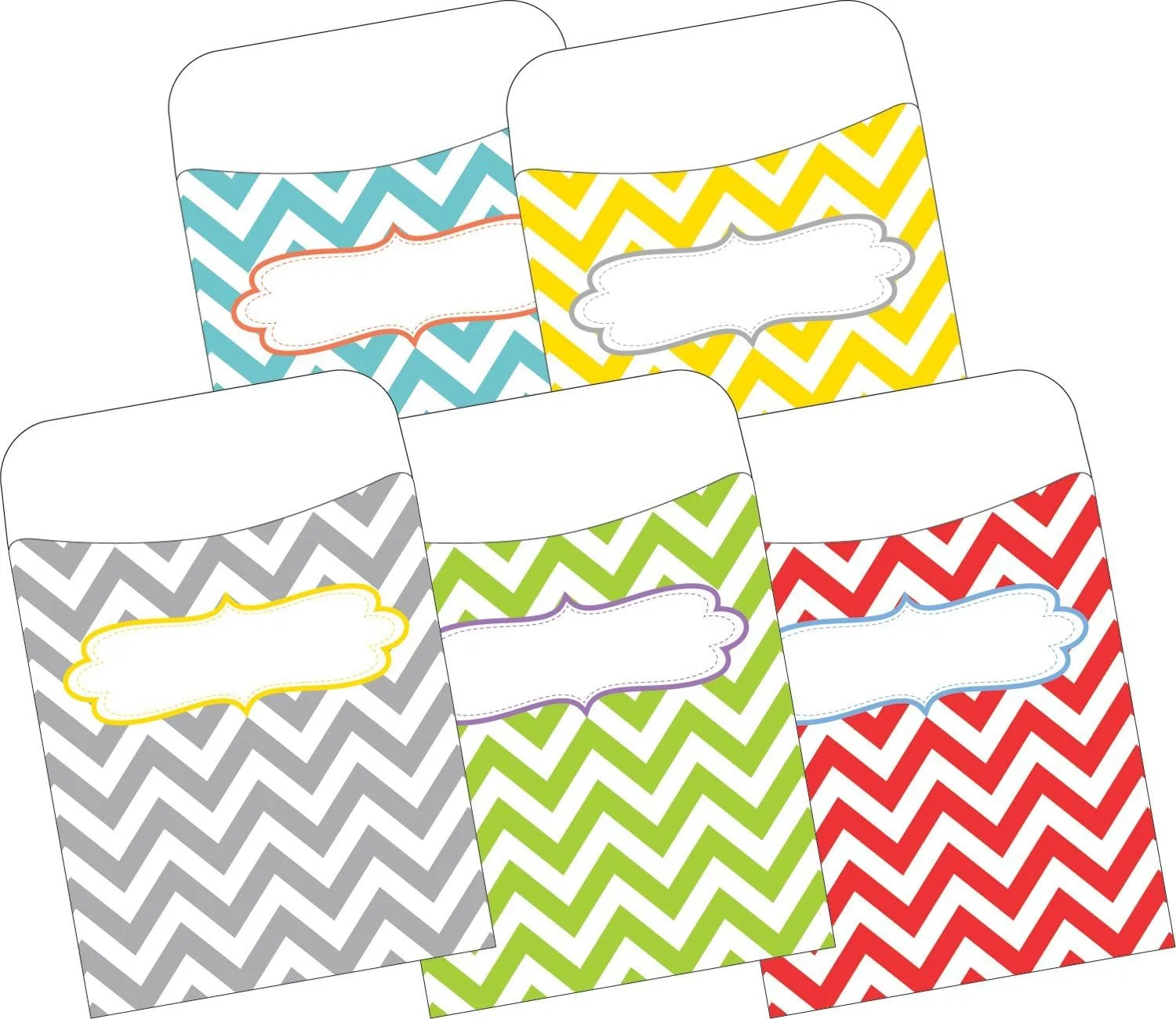 Barker Creek Peel & Stick Library Pockets, Curated Collection, 15 Designs, 3-1/2" x 5-1/8", 150 per Set (3533)