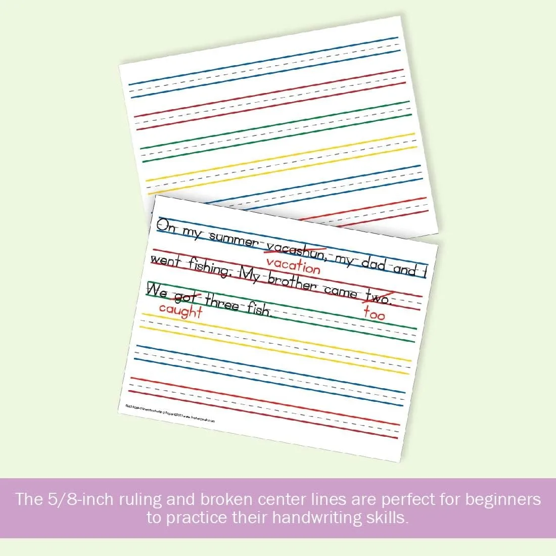 Barker Creek Raised Line Handwriting Paper with Color-Coded Raised Rules, 8.5 x 11