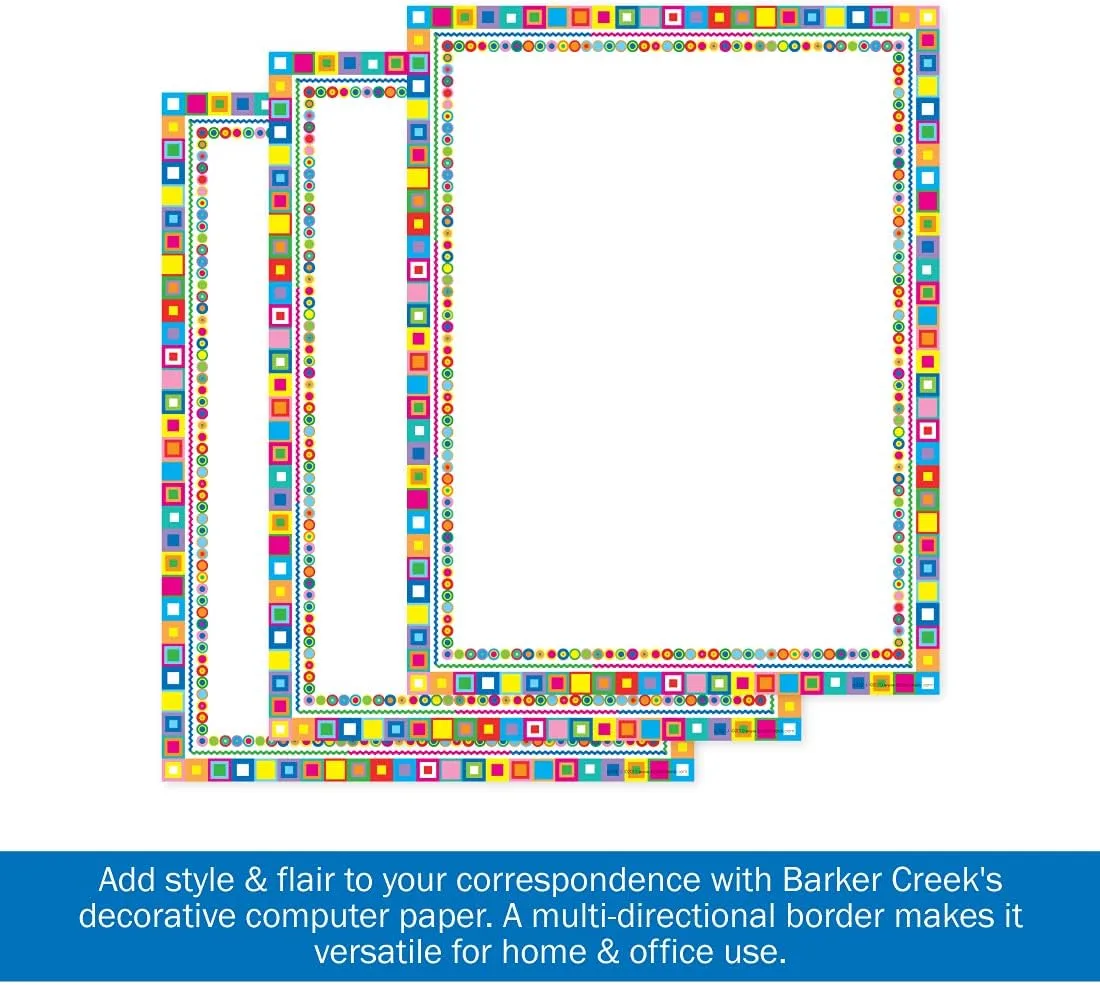 Barker Creek Retro Design Computer Paper, 8-1/2 x 11 Inches, 50 Sheets