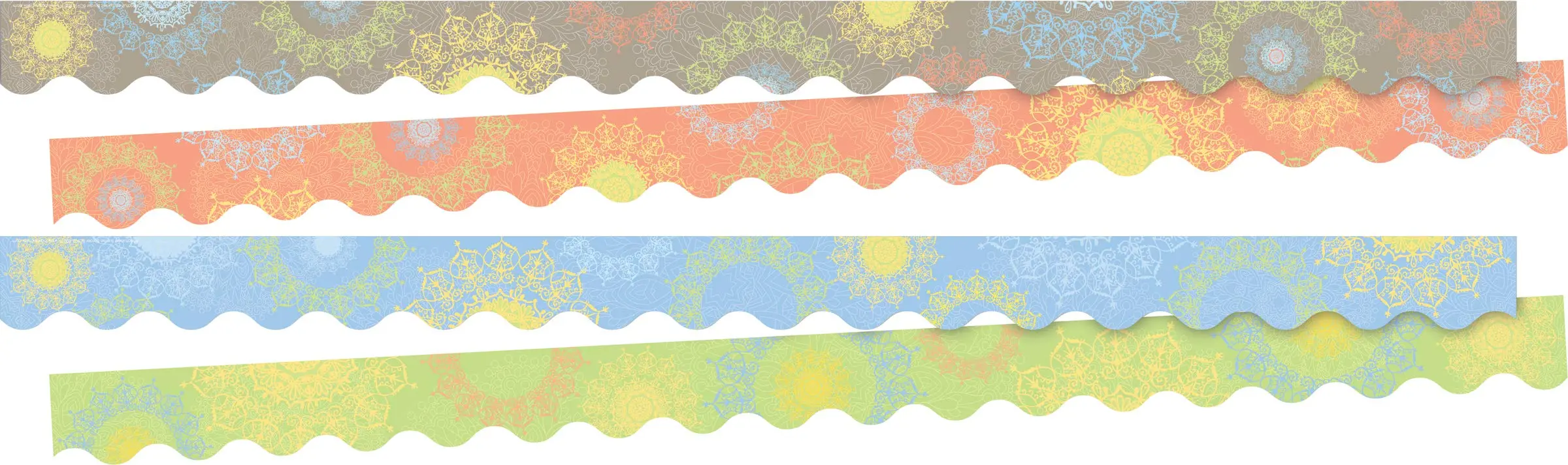 Barker Creek Double-Sided Scalloped Border Set of 2, Celebrate Mindfulness, Mixed-Design, 39' Each of 2 Designs