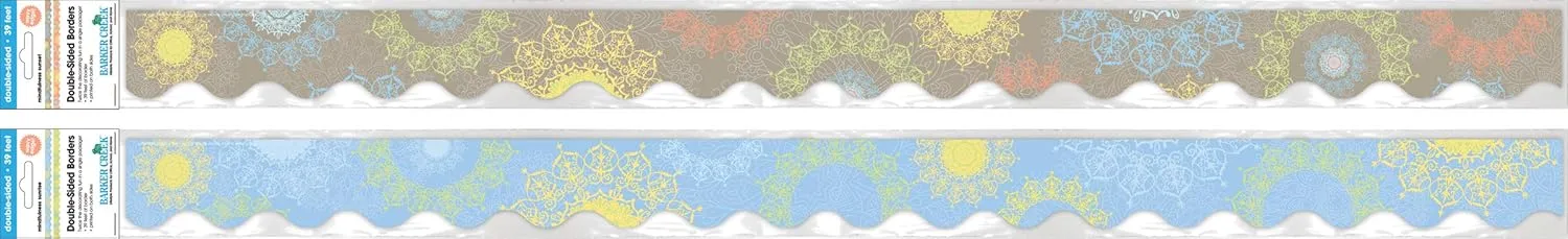 Barker Creek Double-Sided Scalloped Border Set of 2, Celebrate Mindfulness, Mixed-Design, 39' Each of 2 Designs