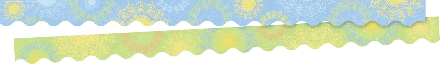 Barker Creek Double-Sided Scalloped Border Set of 2, Celebrate Mindfulness, Mixed-Design, 39' Each of 2 Designs