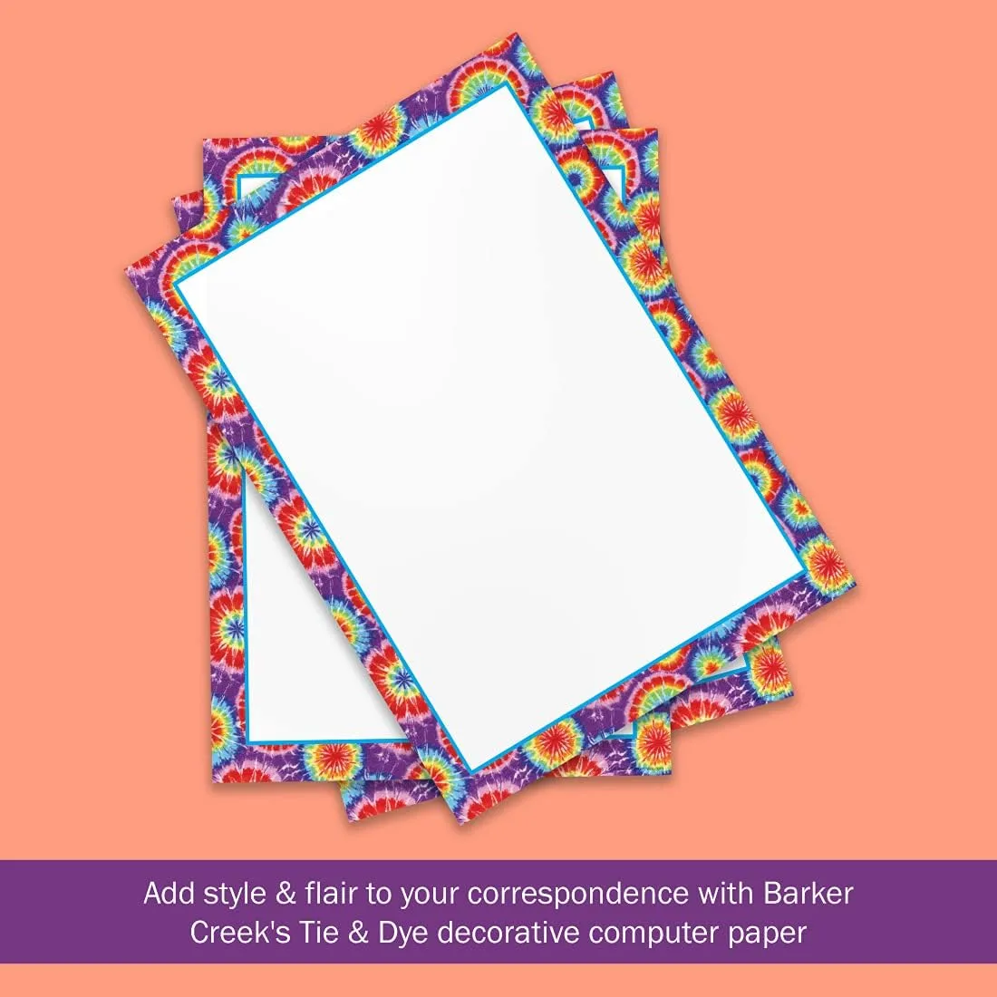 Barker Creek Tie-Dye Design Computer Paper, 8-1/2 x 11 Inches, 50 Sheets