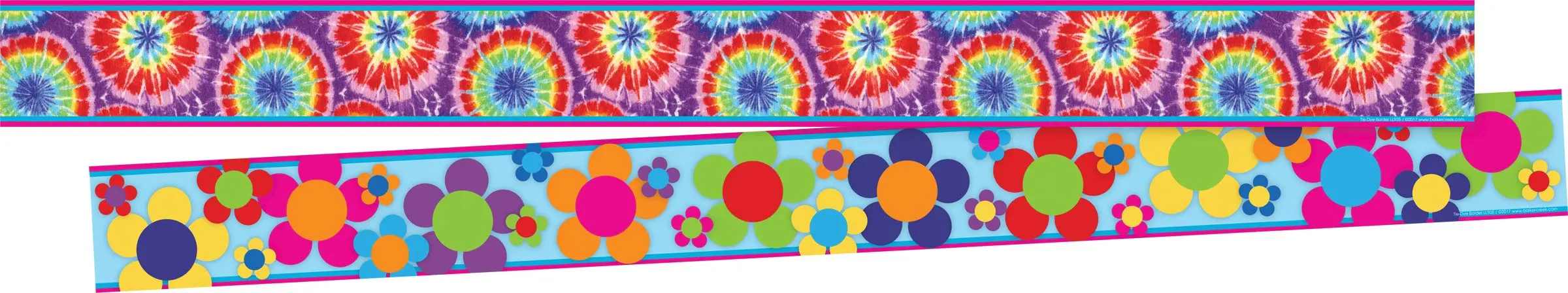 BARKER CREEK Double-Sided Border 2-Pack, Tie-Dye, Decorate Galore with 70' of Border
