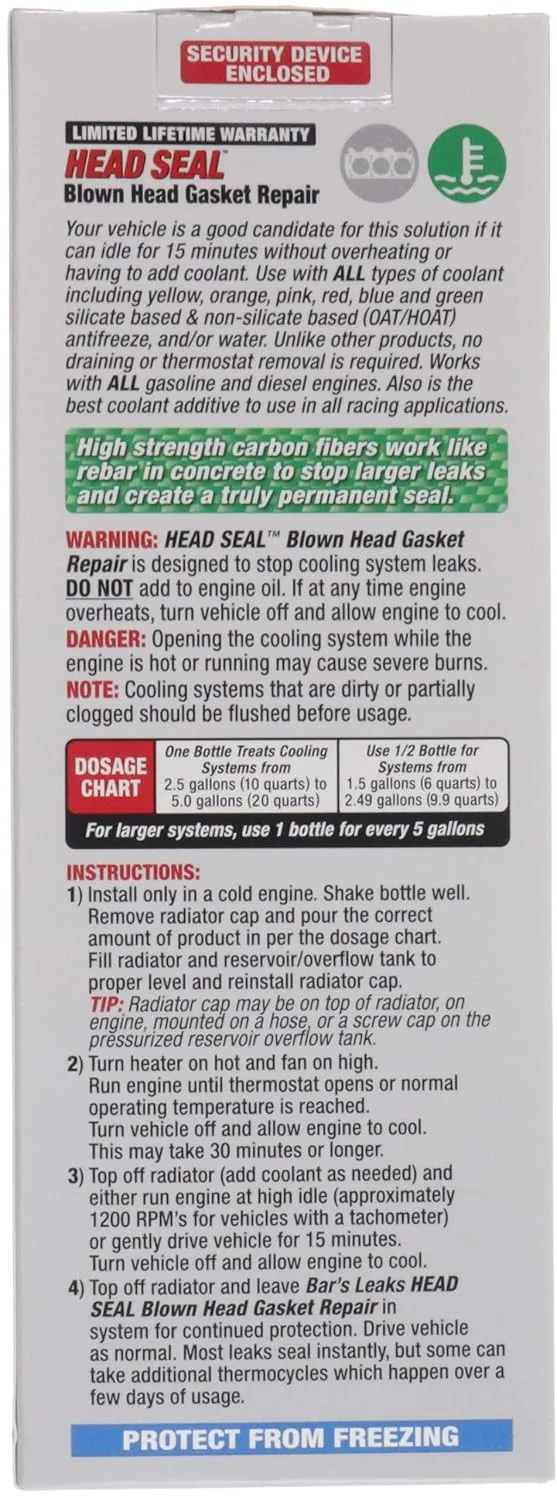 Bar's Leaks HG-1 Head Seal Blown Head Gasket Repair Pack of 1