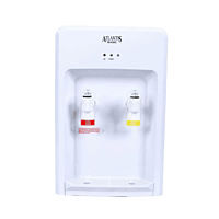 Front view of an Atlantis Basic Mini tabletop water purifier for home and office use.